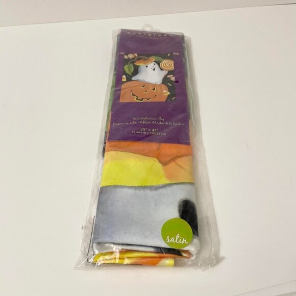 Evergreen Satin Reflections Flag Halloween Pumpkin Ghost 29" x 43" - Picture 14 of 16